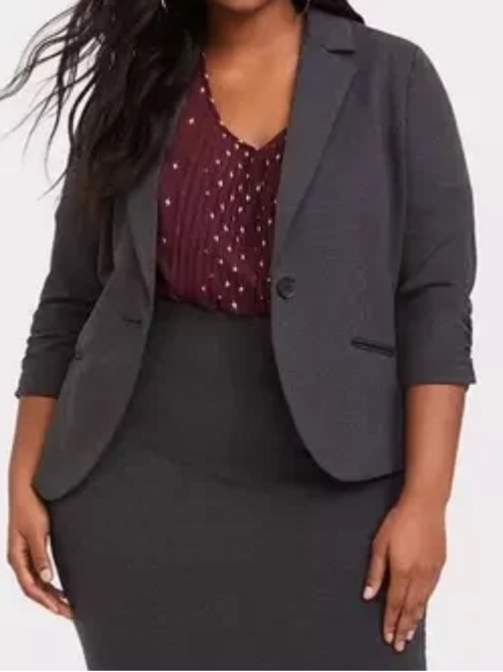 torrid studio Ponte Knit Single-Button Blazer Charcoal Grey size 1 (14/16)